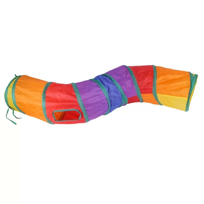 Collapsible S shape rainbow Cat Tunnel Toys bed with Ring paper
